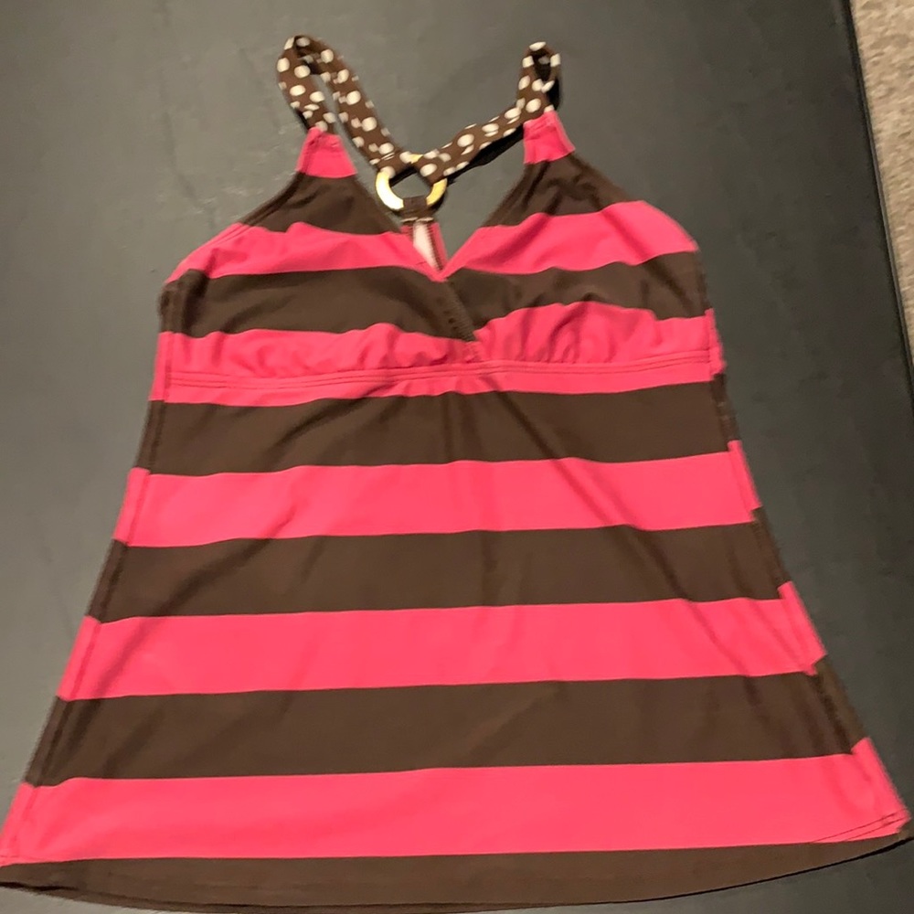 Tommy Hilfiger pink/brown tankini top, bust 13.5”